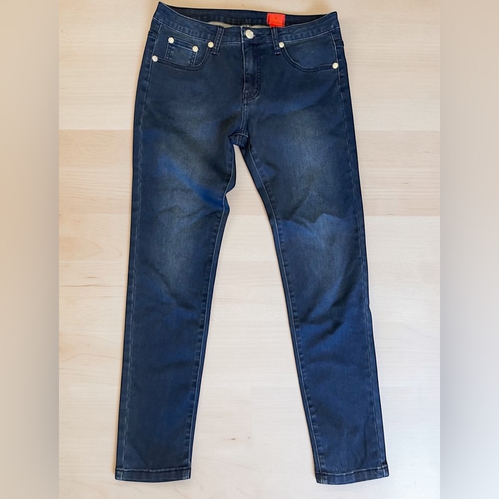 V Christina Dark Wash Stretch Jeans Women’s Size 8 Rhinestone Pocket - Picture 2 of 7